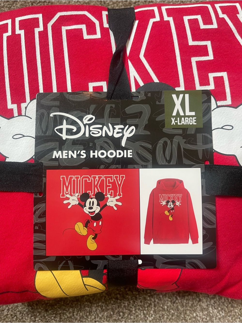 Disney Red Mickey Pullover Hoodie with Yellow Graphic